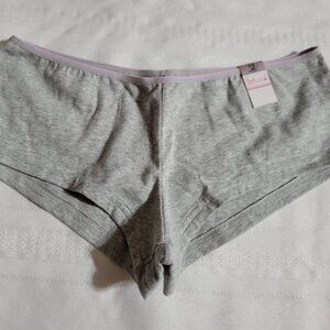 FLIRTITUDE Size 5 Hipster Cotton Panty NWT Heather Gray w Pink Top Waist